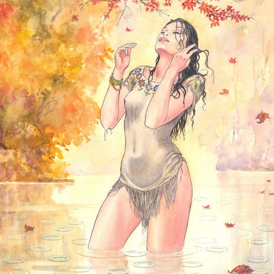 Stampa SOTTO LA PIOGGIA AUTUNNALE - Manara Official Art